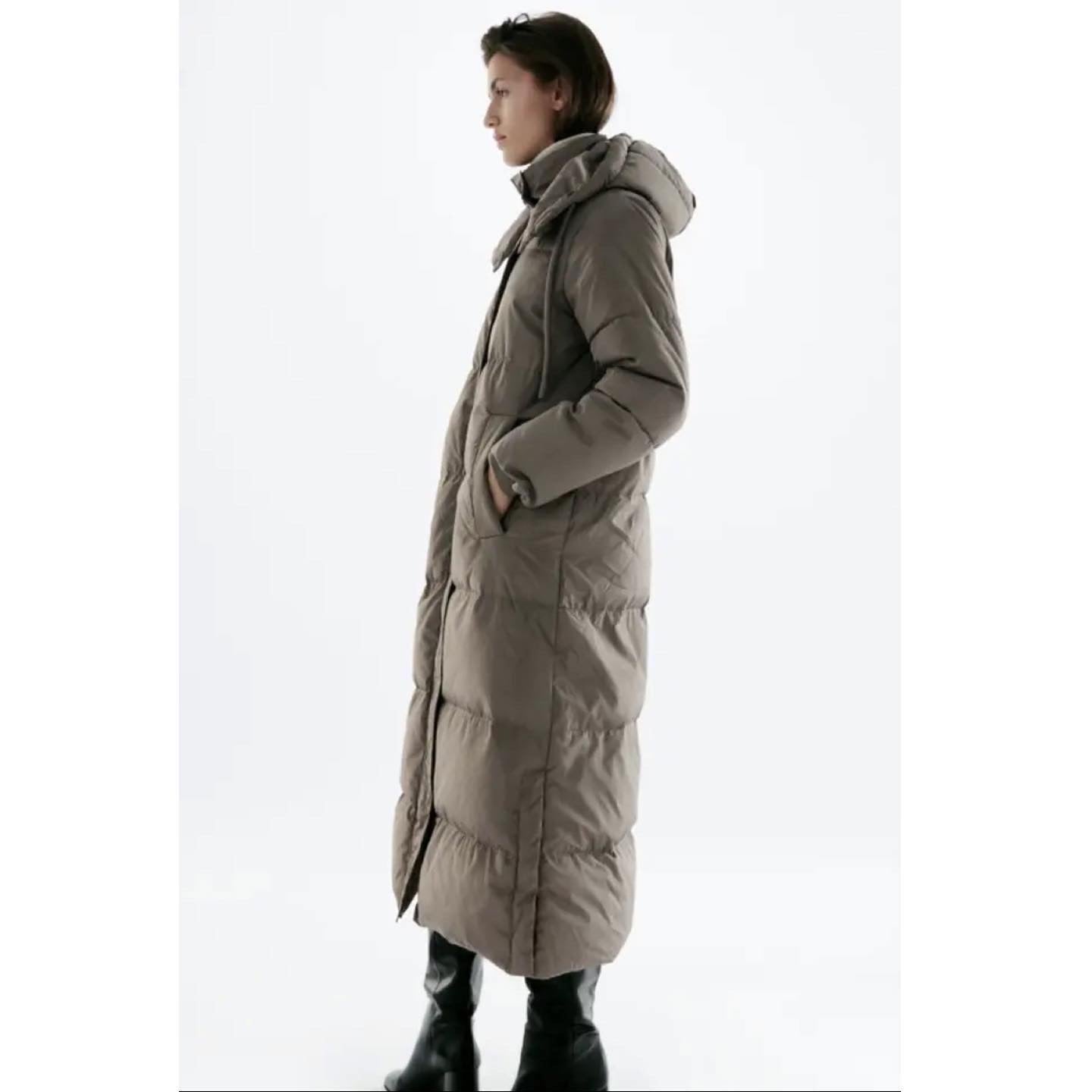 Zara Down Puffer Coat in Mink
