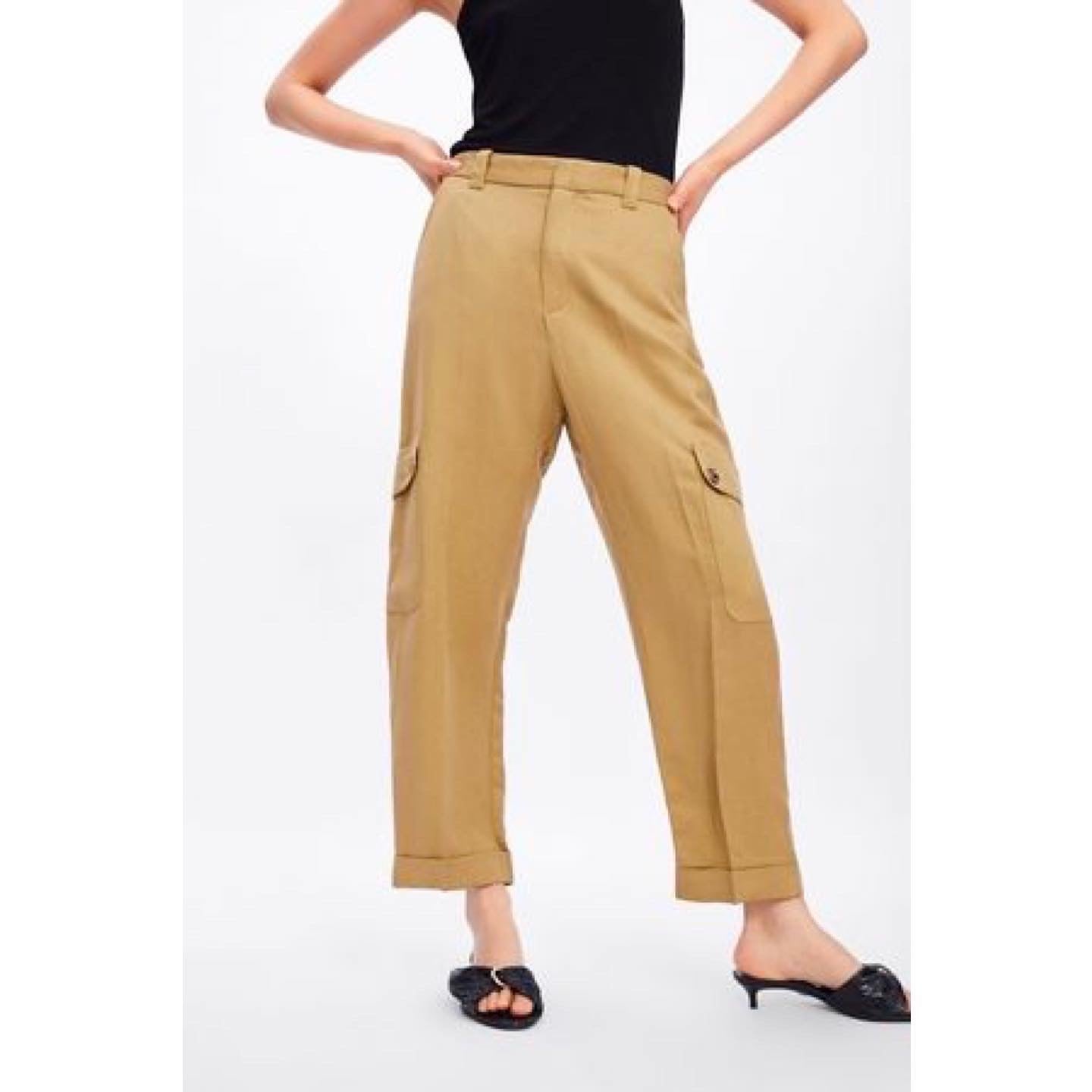 Zara Linen Blend Cargo Pants
